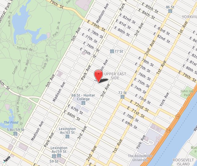 Location Map: 160 East 72nd Street New York, New York 10021